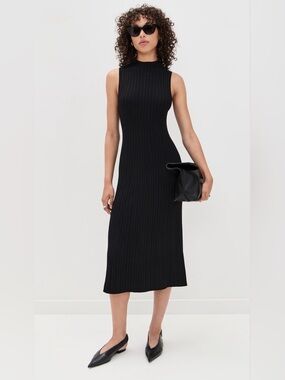 BNWT Theory Black Cable Rib Dress size L